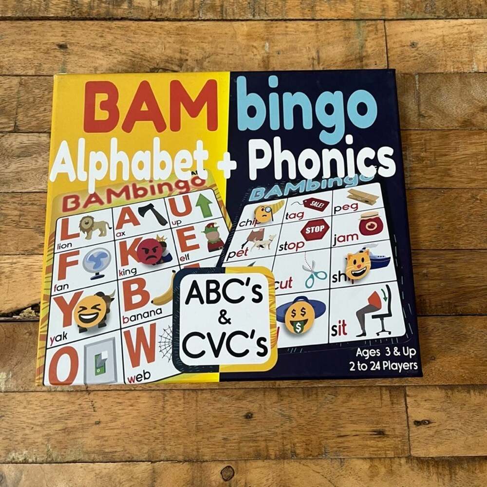 Bambingo Alphabet & Phonics Bingo Game Ages 3 & Up 2 to 24 Players